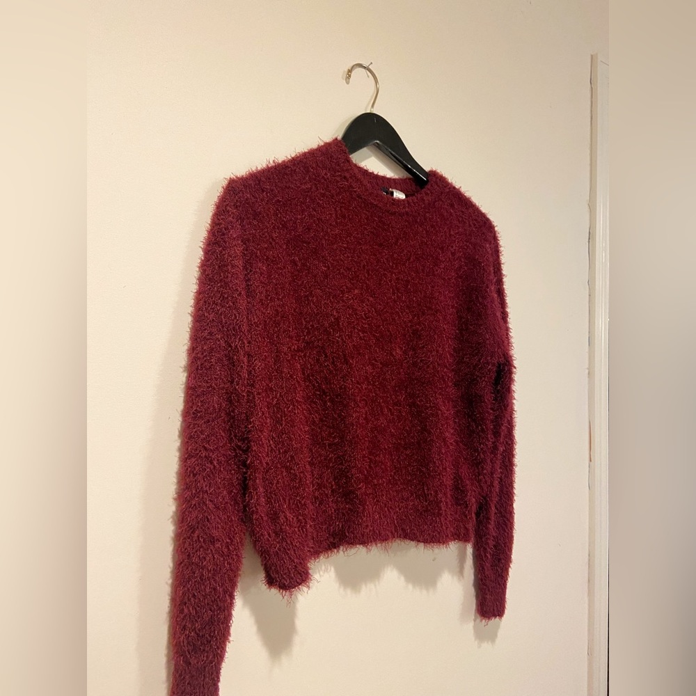 Maroon/burgundy eyelash knit sweater